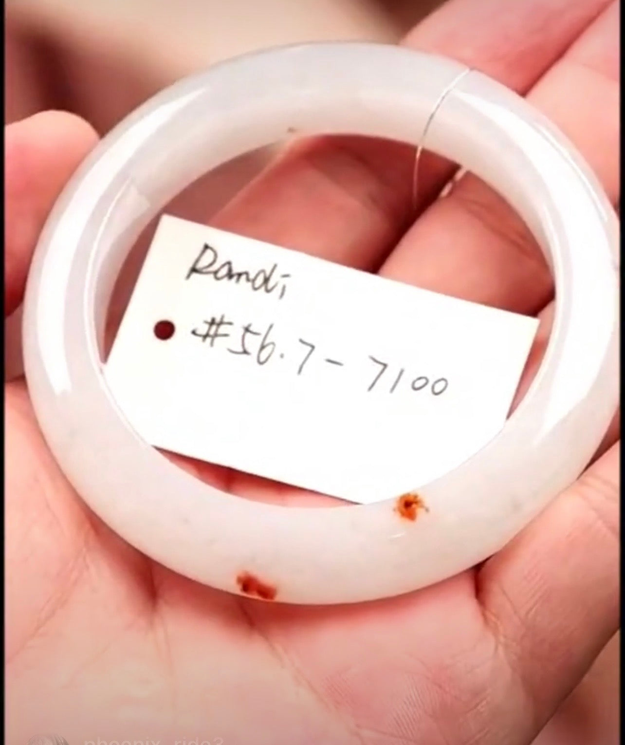 "Live" Natural Icy Moonlight W/ Red Sajin "Gold Dust" Jadeite Jade Comfort-Fit Bangle (06/04/26)