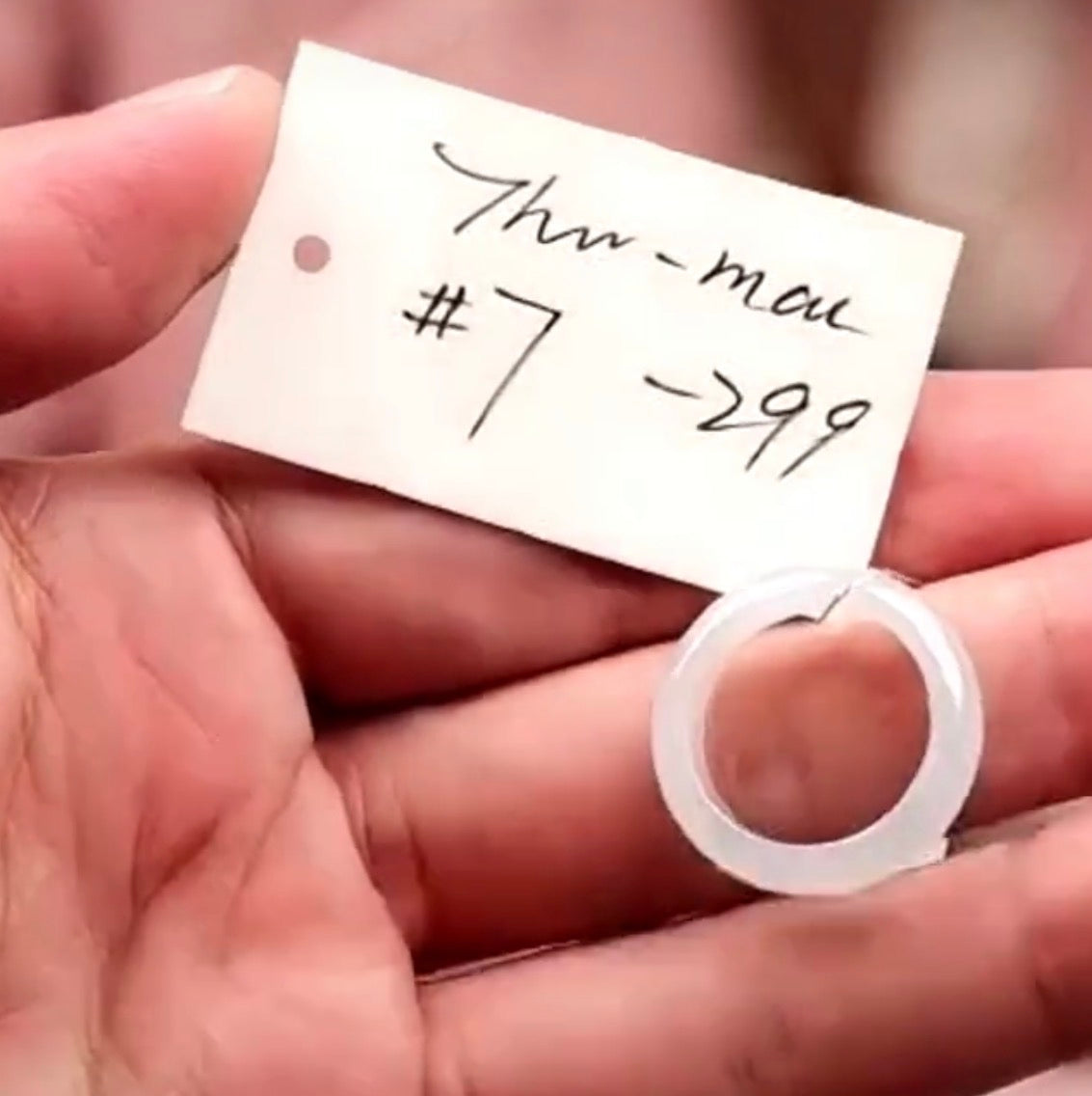 "Live" Natural Icy Moonlight Jadeite Jade Finger Bangle (09/09/26)