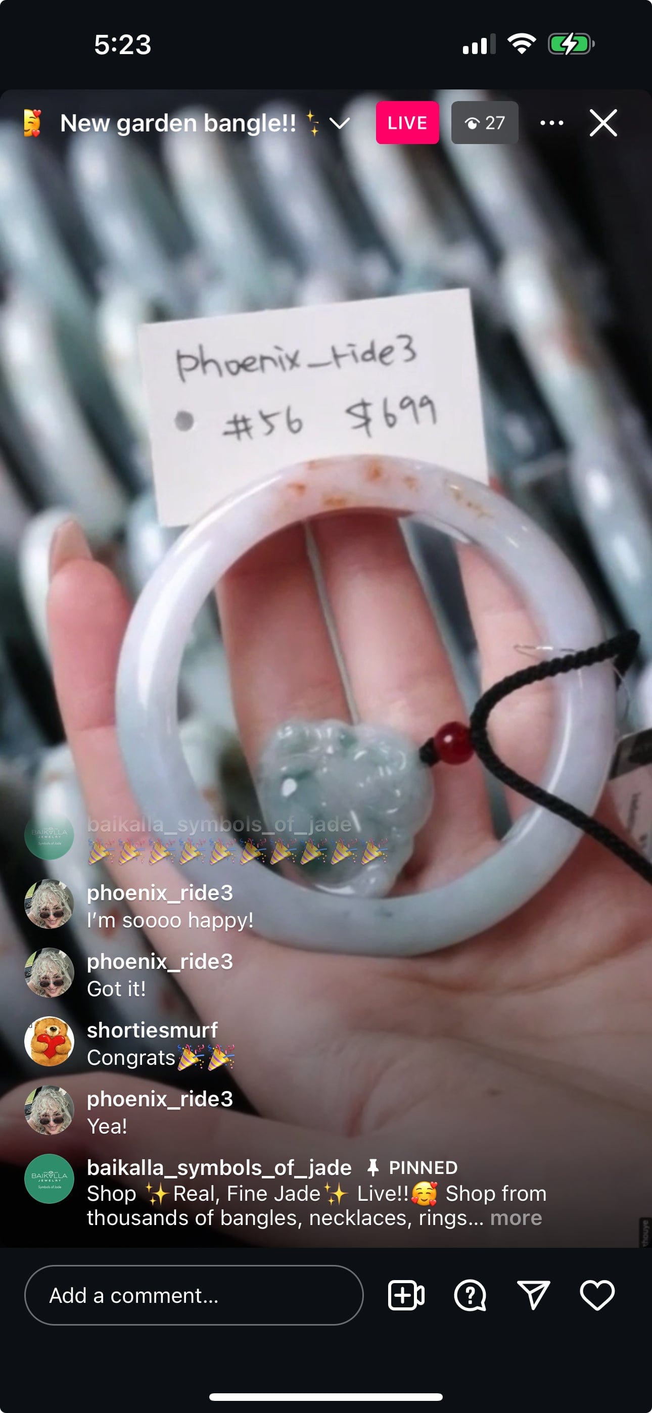 Baikalla IG Live "Natural Light Blue Green & Red Freckle Jadeite Jade Bangle" (Live Pick) (12/19/24)