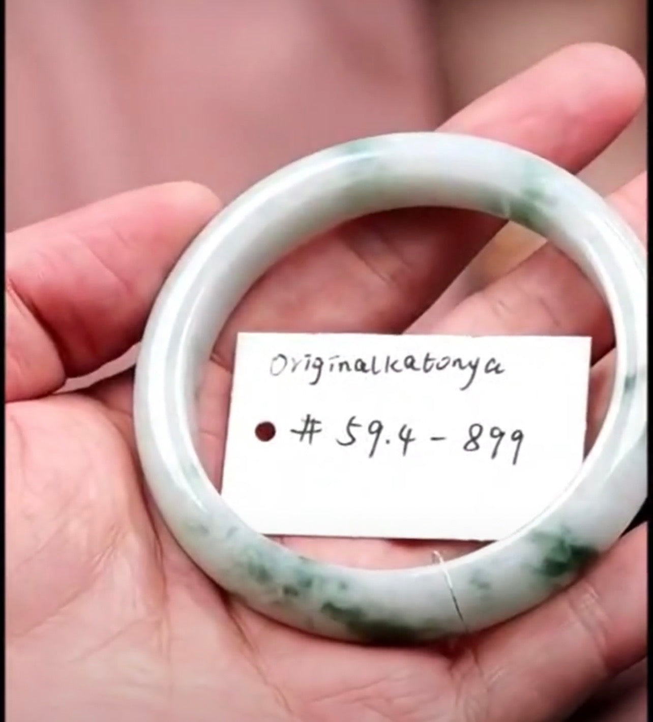 "Live" Natural Blue-Green Flower Jadeite Jadeite Bangle Bracelet (06/18/26)