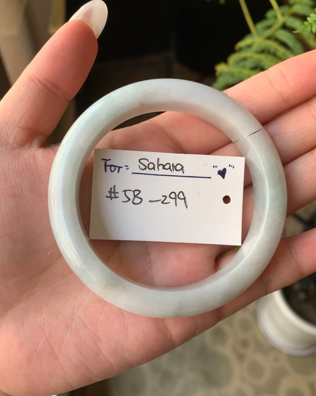 "Live" Light Green With Sajin Jadeite Jade Bangle (03/14/26)