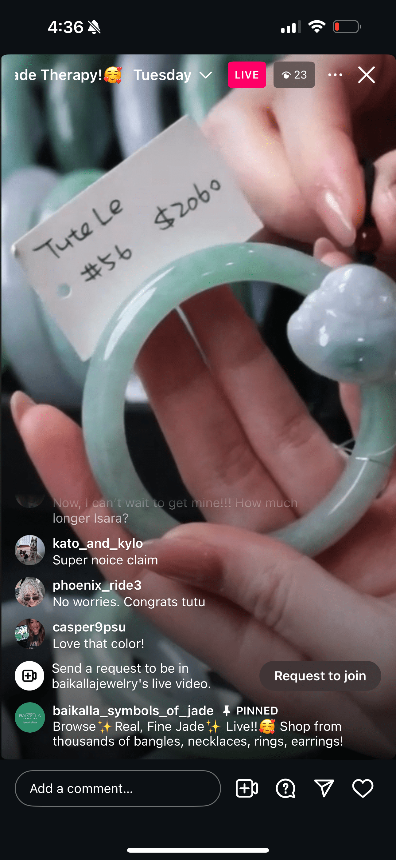 Baikalla IG Live " Green Natural Jadeite Jade Bangle (Live Pick) (01/07/25)