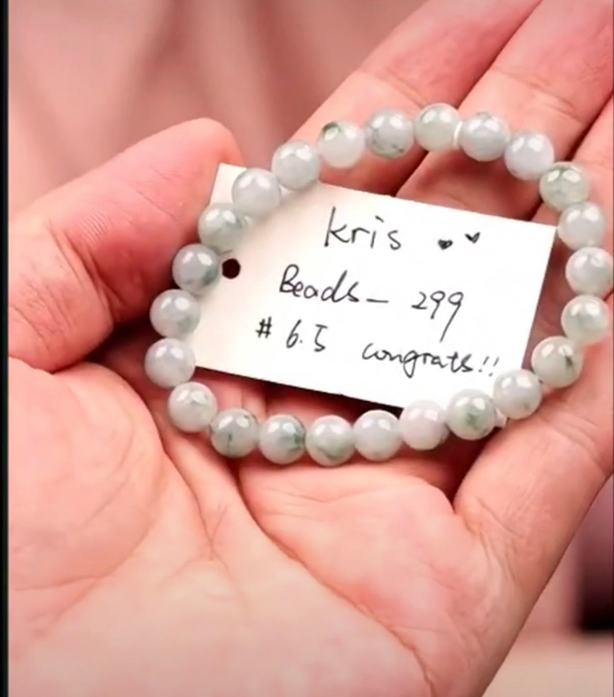 "Live" Natural Moonlight W/ Green Flower Jadeite Jadeite Bead Bracelet (06/29/26)