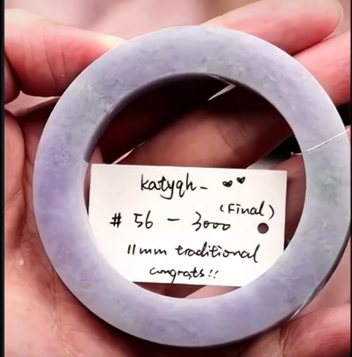 "Live" Natural Lavender Jadeite Jade *Carving Bangle (07/06/26)