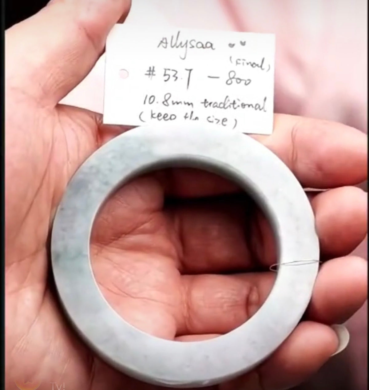 "Live" Natural Lavender &amp; Green Jadeite Jade Traditional *Carving Bangle (07/06/26)