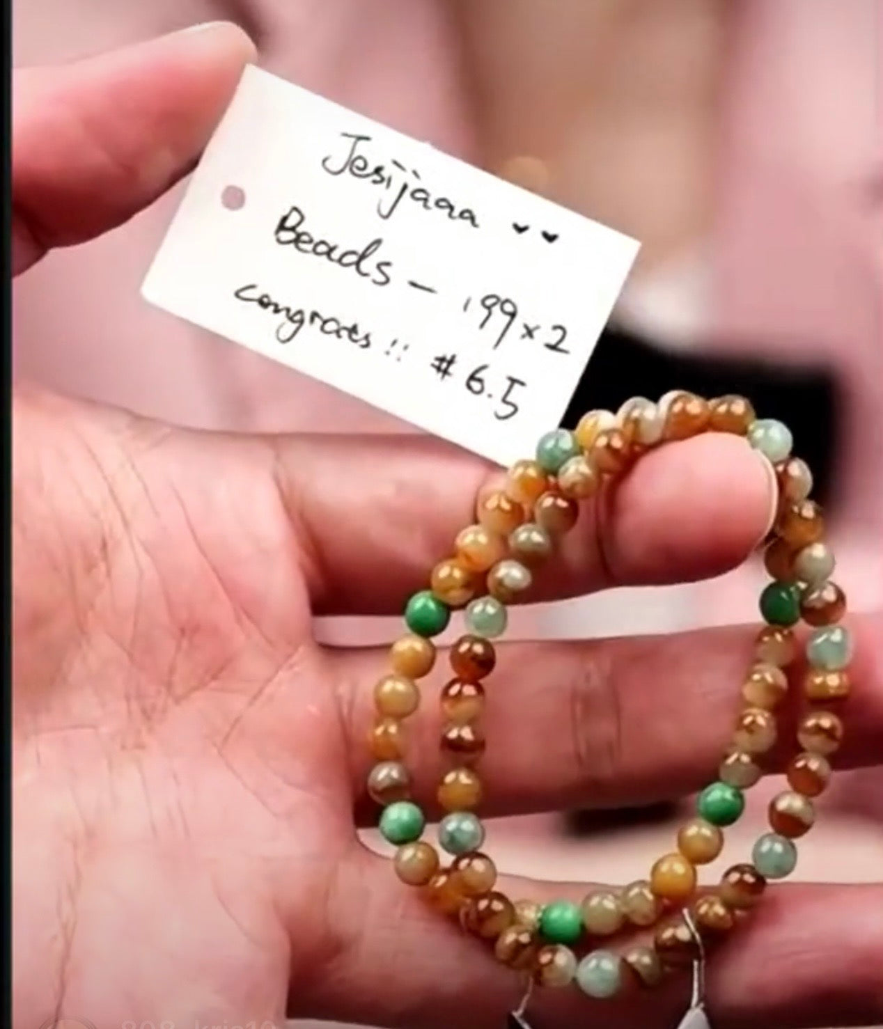 "Live" Natural Multi-Color Jadeite Jade Bead Bracelet (07/06/26)