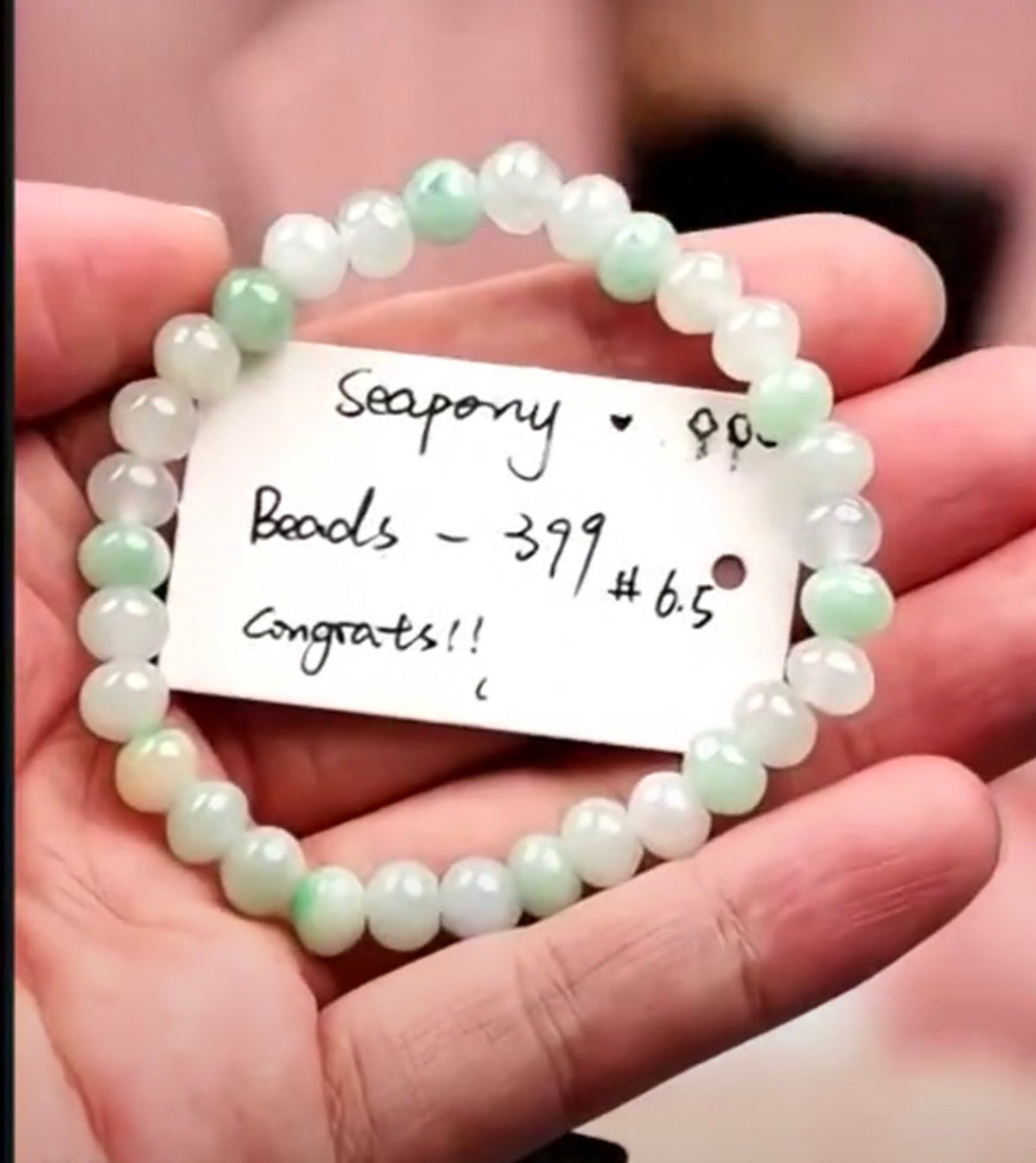 "Live" Natural Moonlight &amp; Apple Green Jadeite Jade Bead Bracelet (07/06/26)
