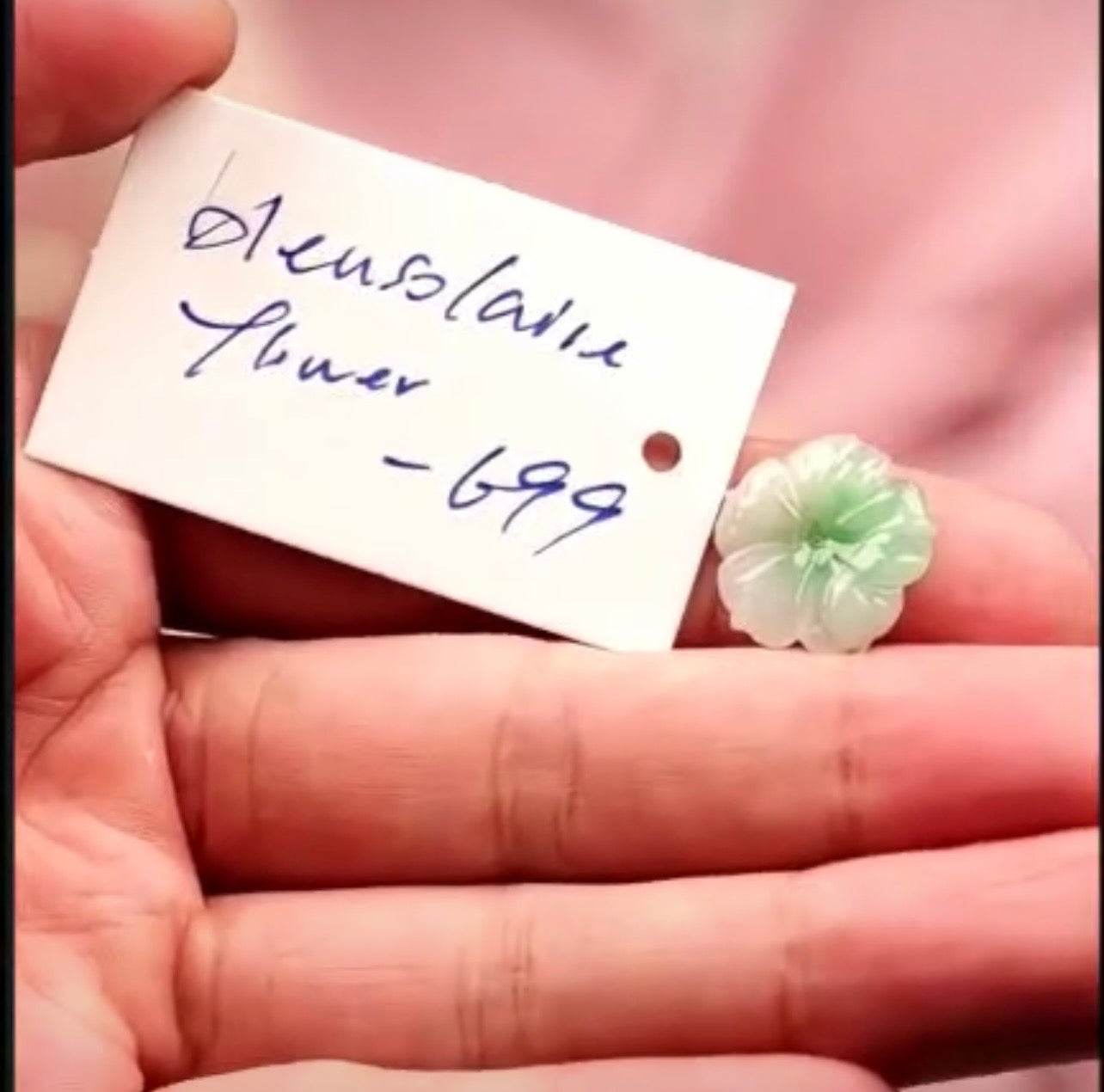 "Live" Natural Moonlight Green Flower Jadeite Jade Free Form Pendant (07/09/26)