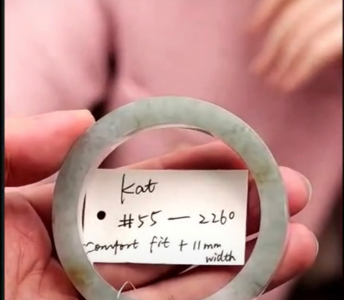 "Live" Natural Lavender-Green Jadeite Jade Comfort-Fit Bangle (07/09/26)