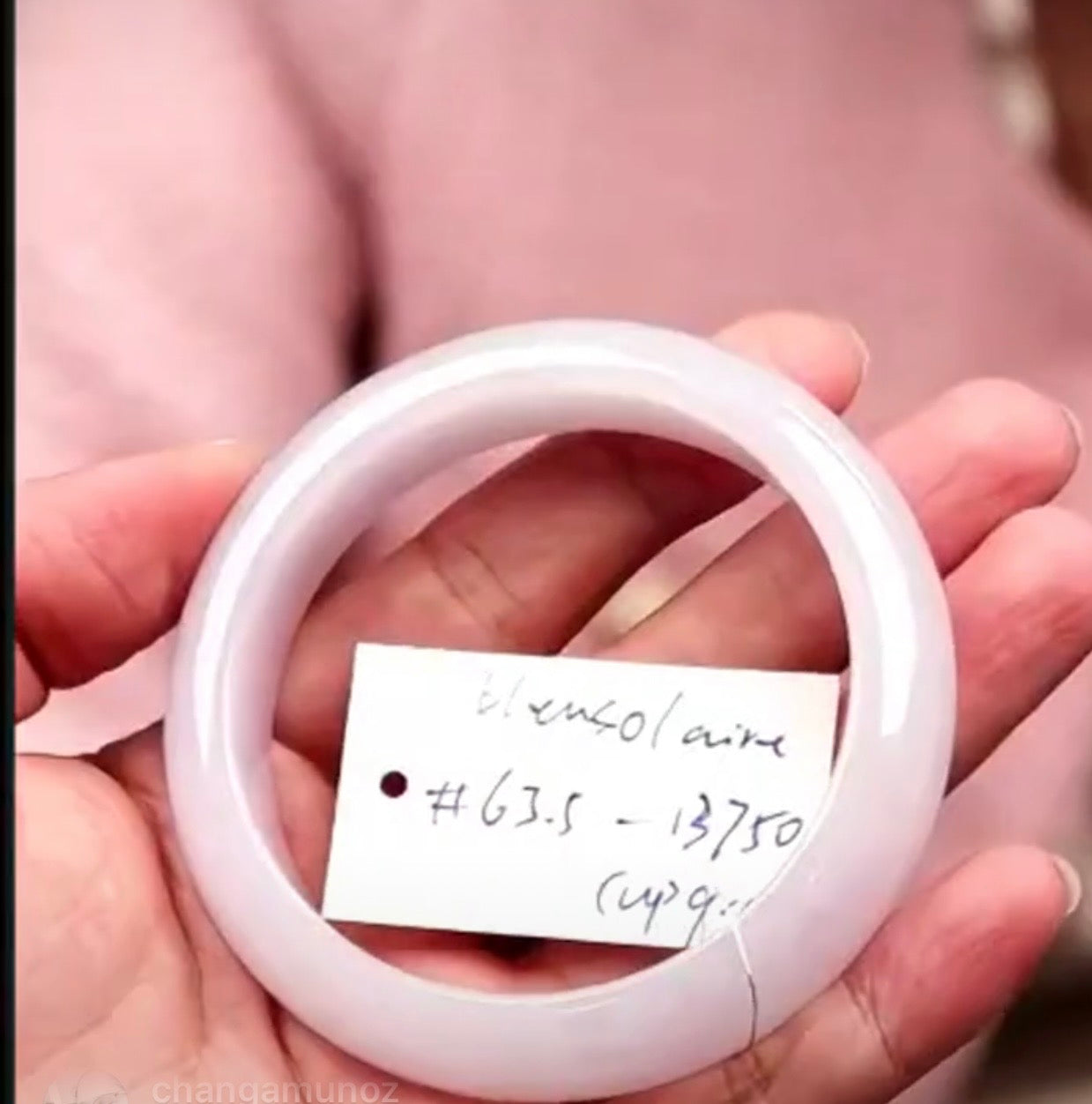 "Live" Natural Icy Pink Jadeite Jade Comfort-Fit Bangle Bracelet (07/09/26)