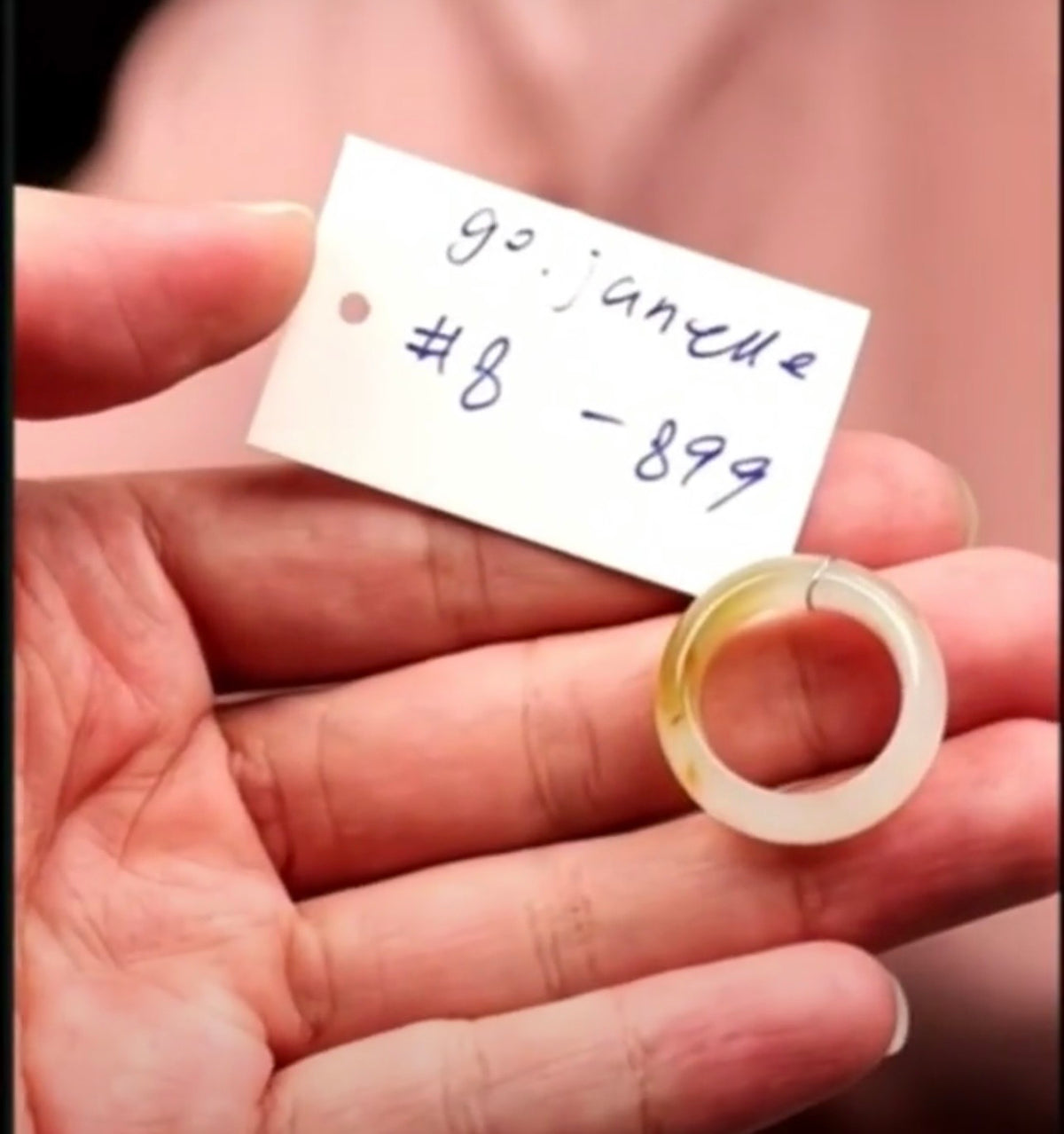 "Live" Natural Icy Light Yellow W/ Sajin "Gold Dust" Jadeite Jade Finger Bangle (07/11/26)