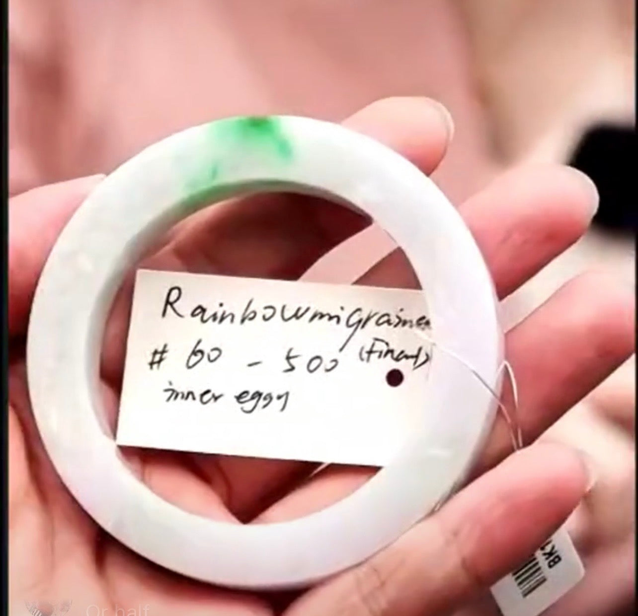 "Live" Natural Light Lavender W/ Apple Green Flower Jadeite Jade *Carving Bangle (07/14/26)