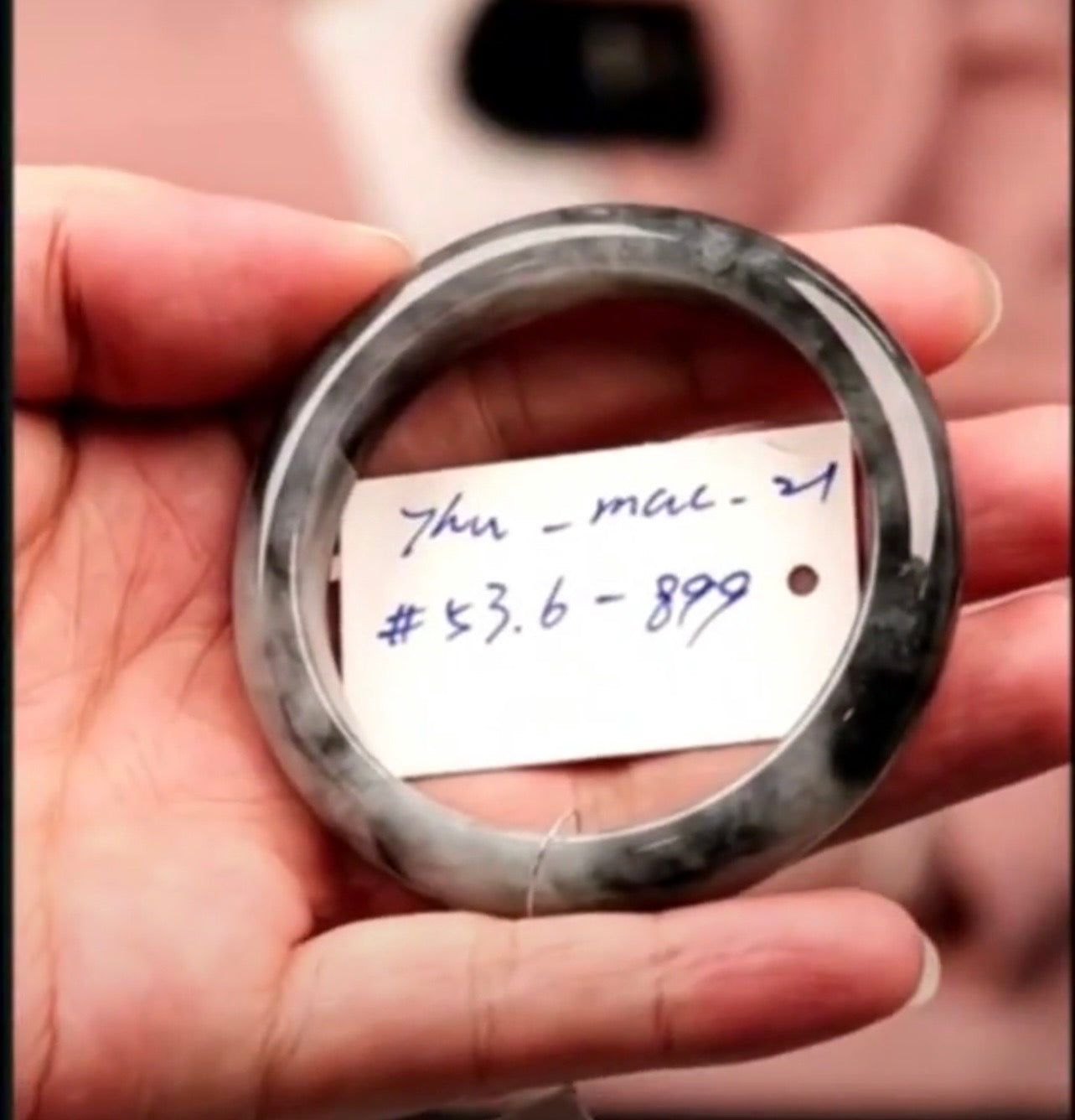 "Live" Natural Wuji Jadeite Jade Comfort-Fit Bangle Bracelet (07/15/26)