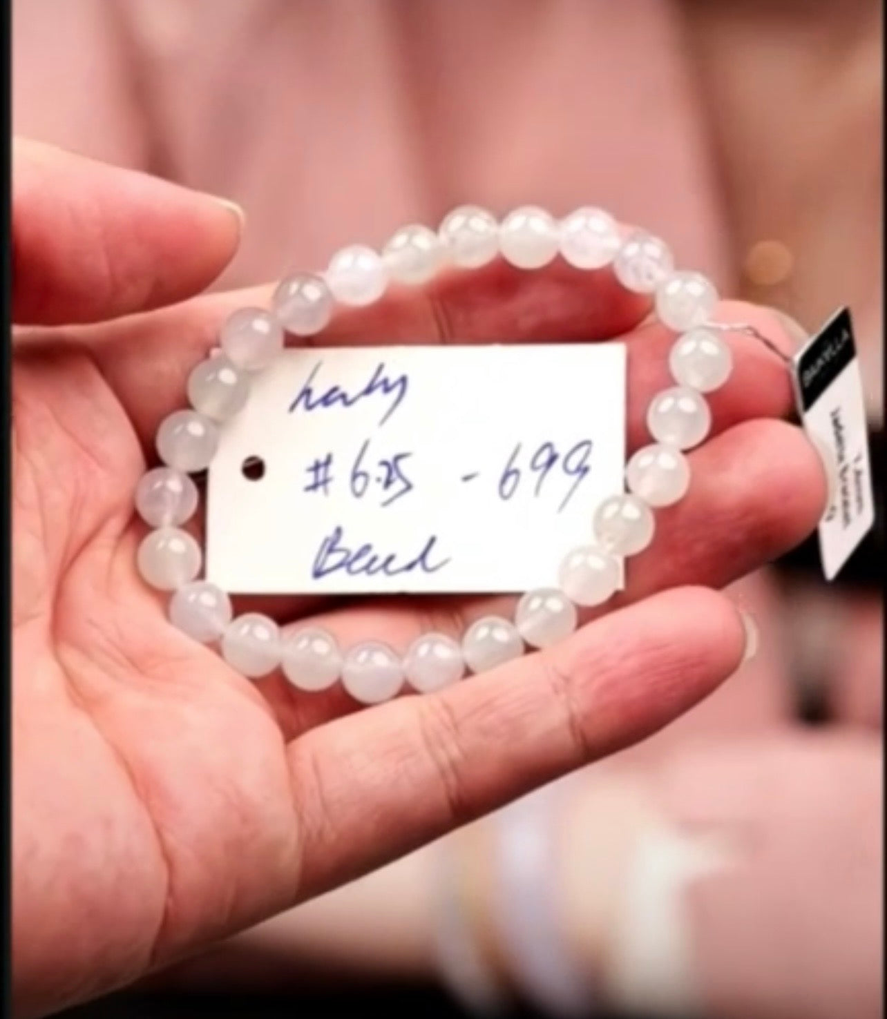 "Live" Natural Icy Moonlight Jadeite Jade Bead Bracelet (07/15/26)