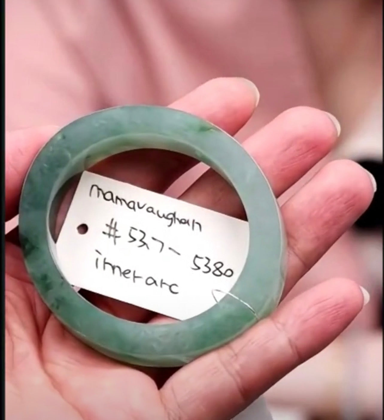 "Live" Natural Blue-Oil Green Jadeite Jade Oval Bangle Bracelet (07/16/26)