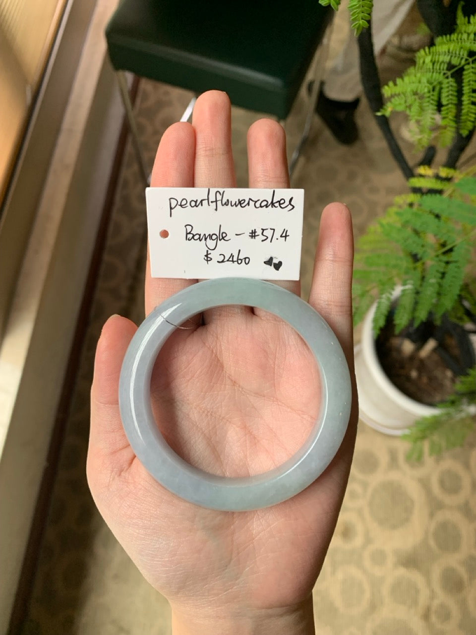 "Live" Natural Icy Green Jadeite Jade Comfort-Fit Bangle (03/20/26)