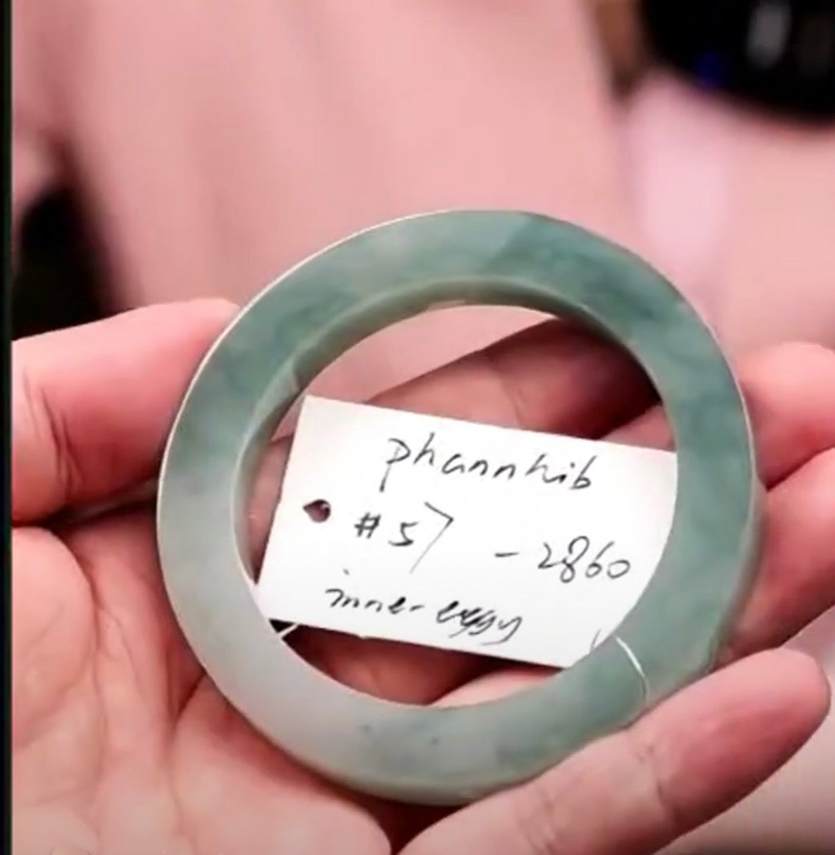 "Live" Natural Oil Green Jadeite Jade Bangle Bracelet (07/18/26)