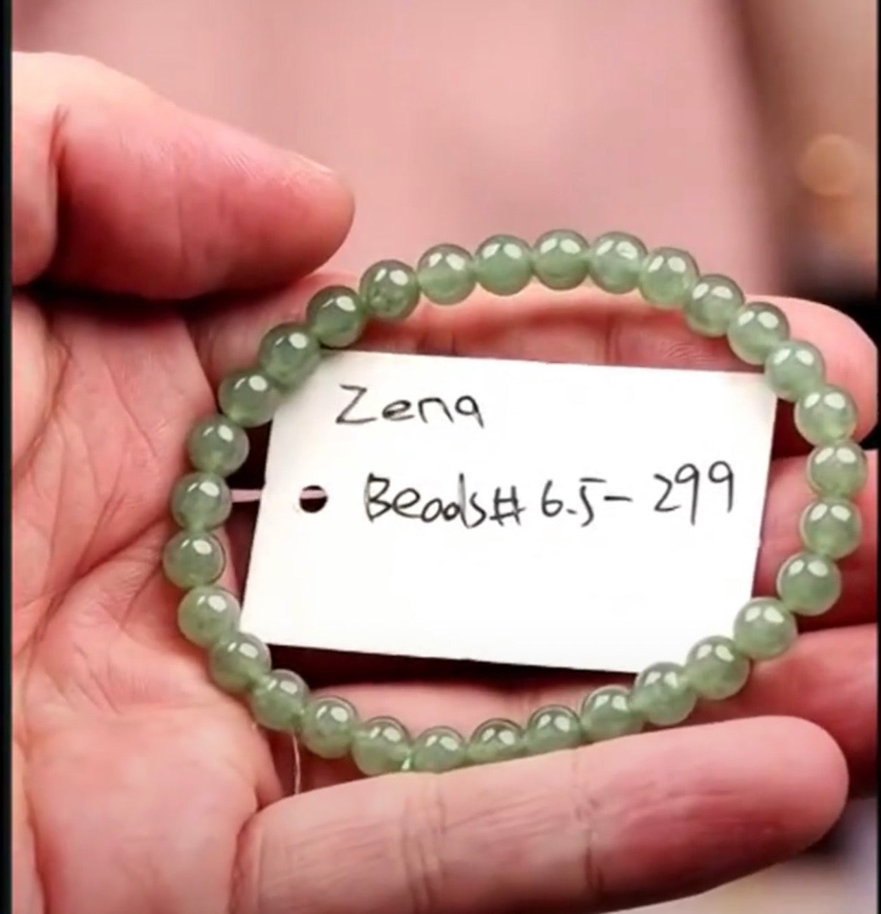 "Live" Natural Oil Green Jadeite Jade Bead Bracelet (07/18/26)