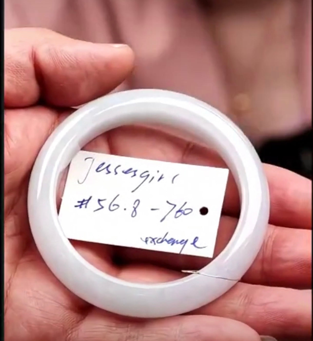 "Live" Natural Light Lavender-Green Jadeite Jade Bangle Bracelet (07/20/26)