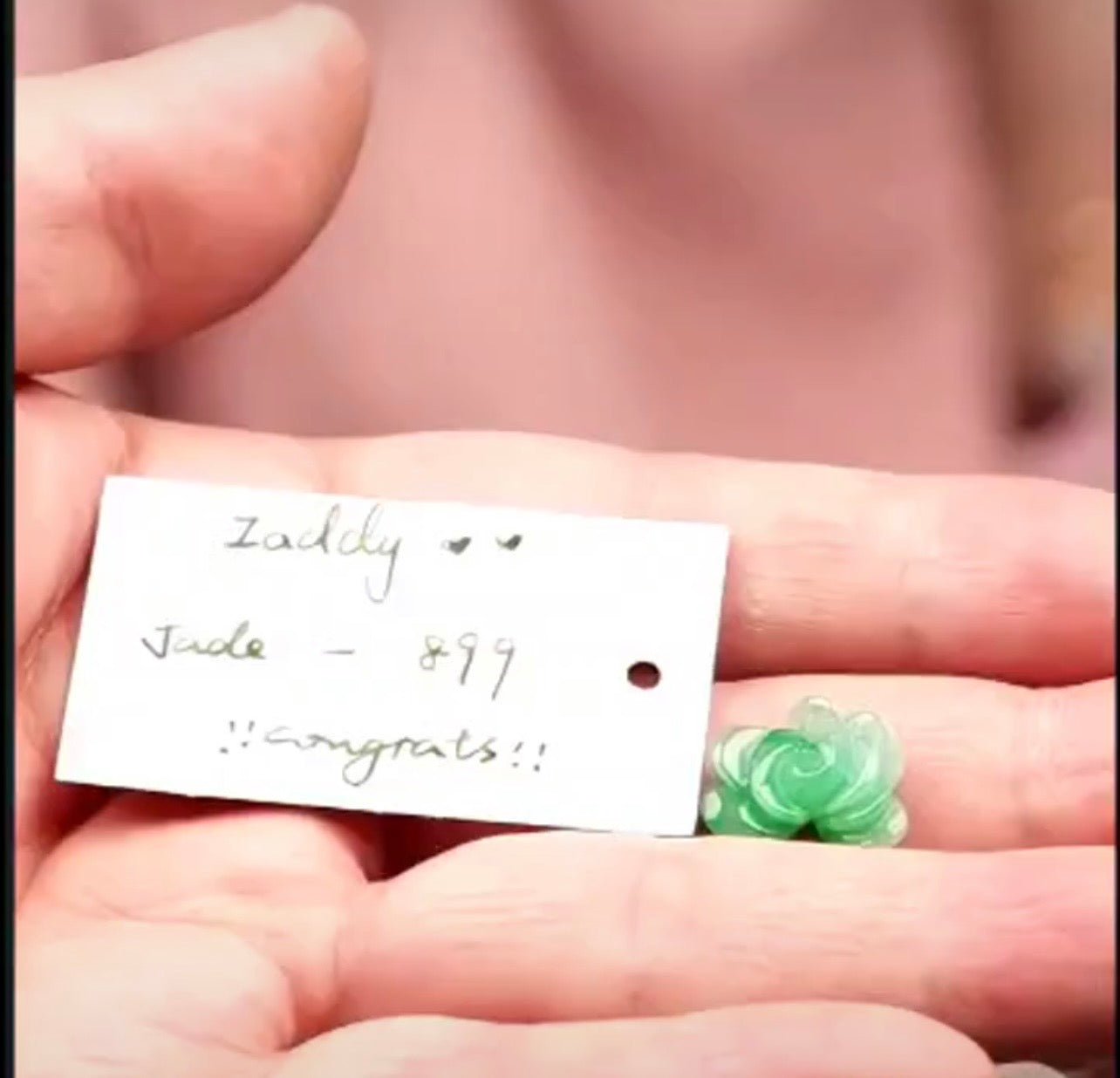 "Live" Natural Icy Apple Green &amp; Moonlight Jadeite Jade Peony (07/21/26)