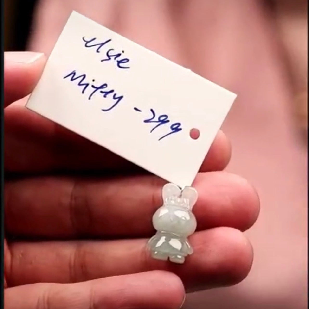 "Live" Natural Light Green Jadeite Jade Miffy Pendant (07/23/26)
