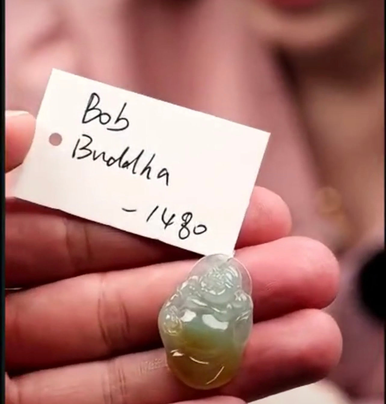 "Live" Natural Icy Hazel-Green Jadeite Jade Happy Buddha Pendant (07/23/26)