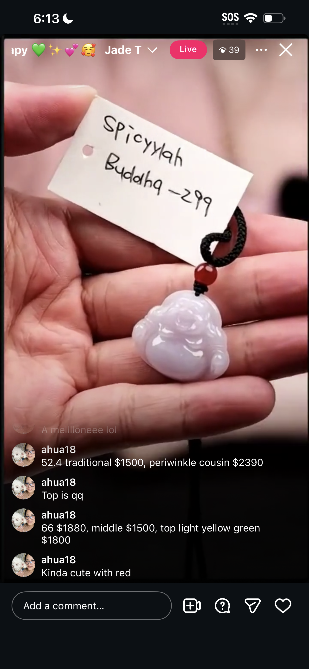 "Live" Natural Light Lavender Jadeite Jade Buddha Pendant (07/23/26)