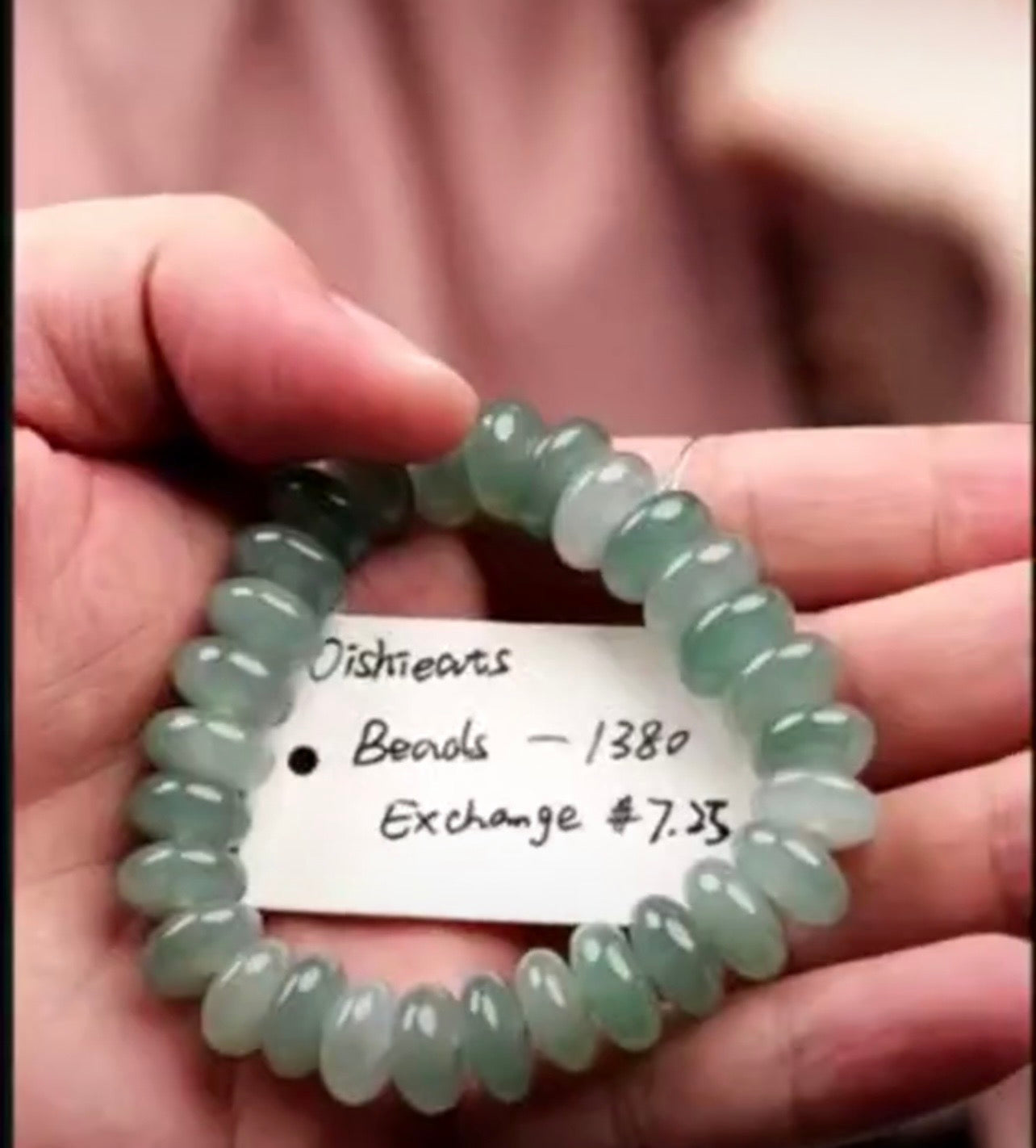 "Live" Natural Icy Oil Green Jadeite Jade Bead Bracelet (07/27/26)