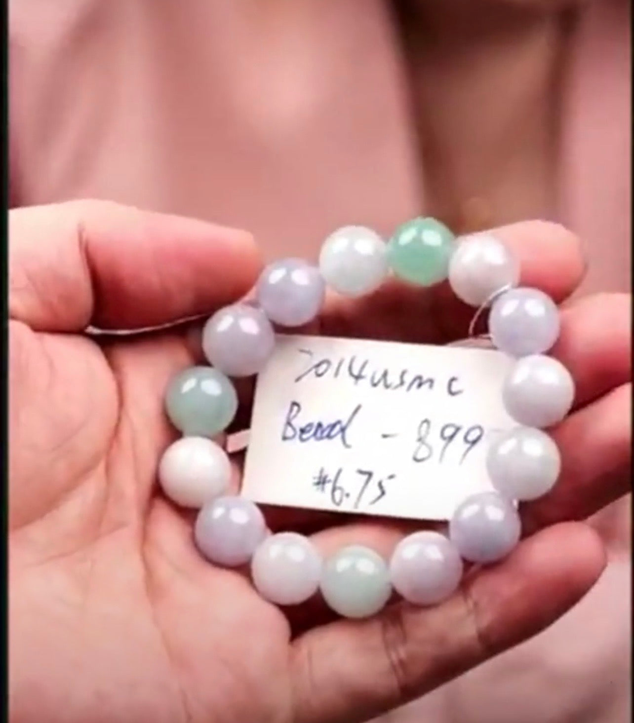 "Live" Natural Lavender &amp; Blue-Green Jadeite Jade Bead Bracelet (07/27/26)