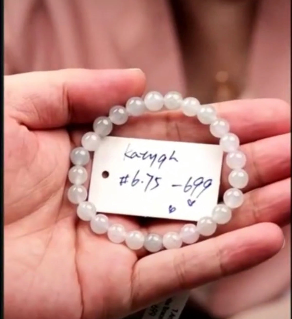 "Live" Natural Icy Moonlight Light Lavender Jade Bead Bracelet (07/29/26)