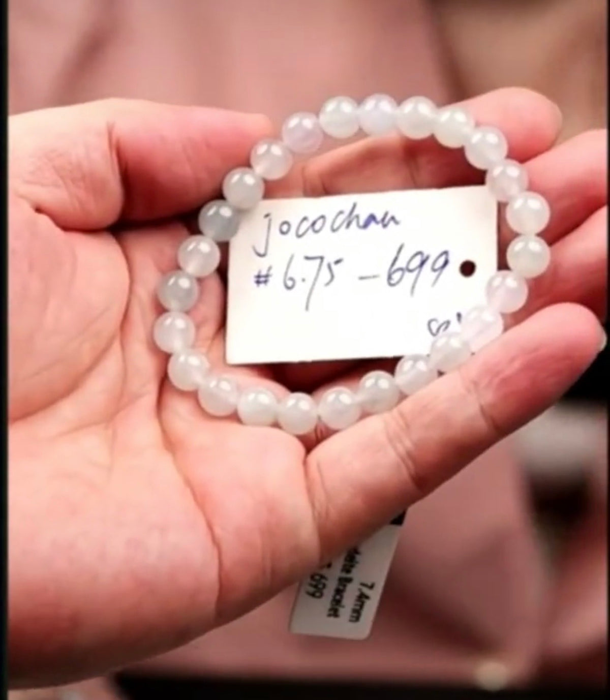 "Live" Natural Icy Moonlight Light Lavender Jadeite Jade Bead Bracelet (07/29/26)