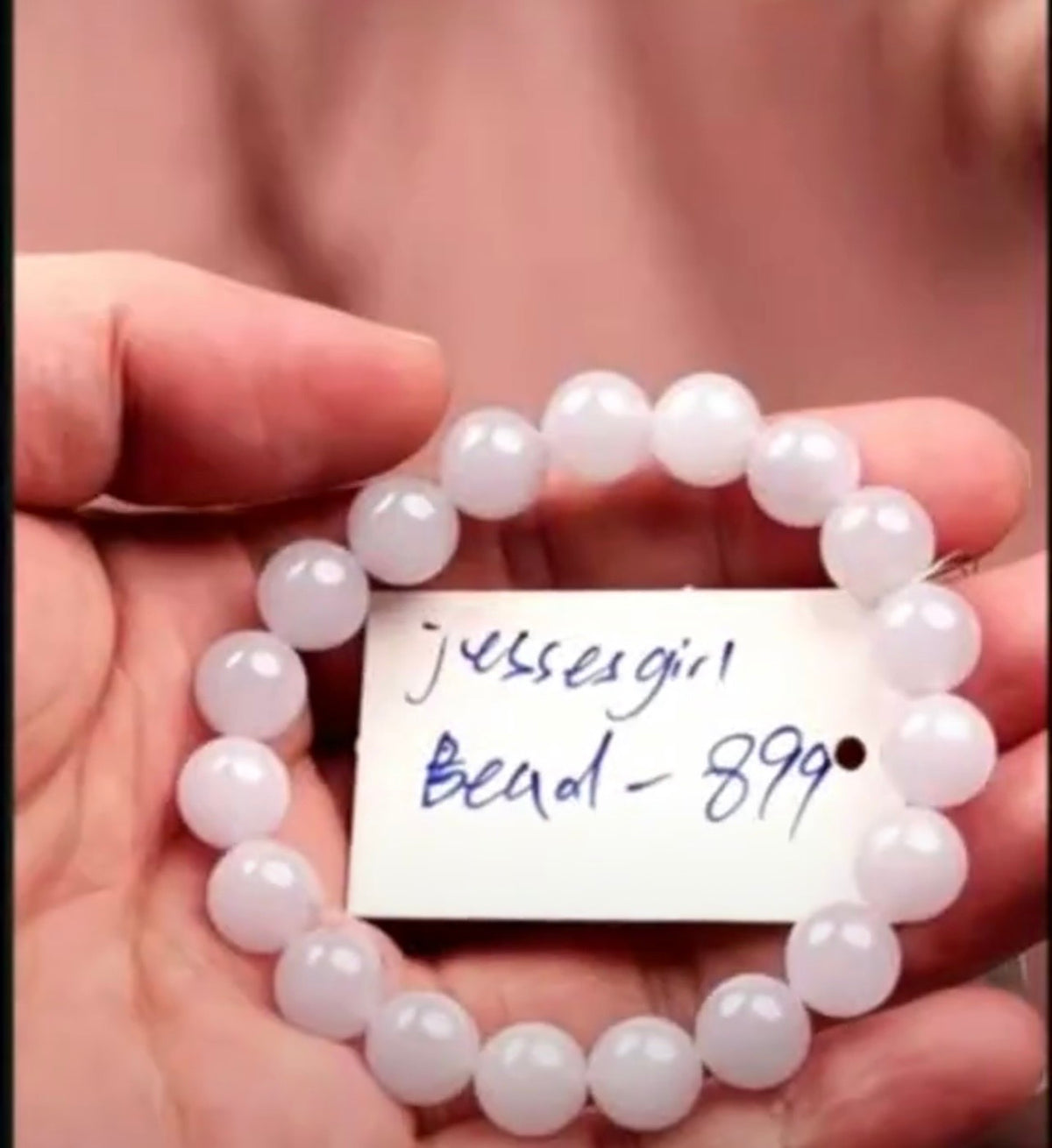 "Live" Natural Pink-Lavender Jadeite Jade Bead Bracelet (07/29/26)