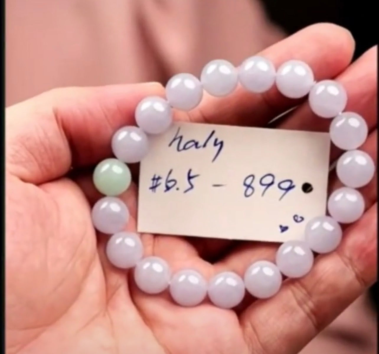 "Live" Natural Lavender Jadeite Jade Bead Bracelet (07/29/26)