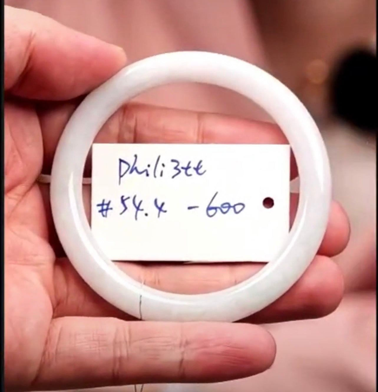 "Live" Natural White-Lavender Jadeite Jade Traditional Bangle Bracelet (07/30/26)