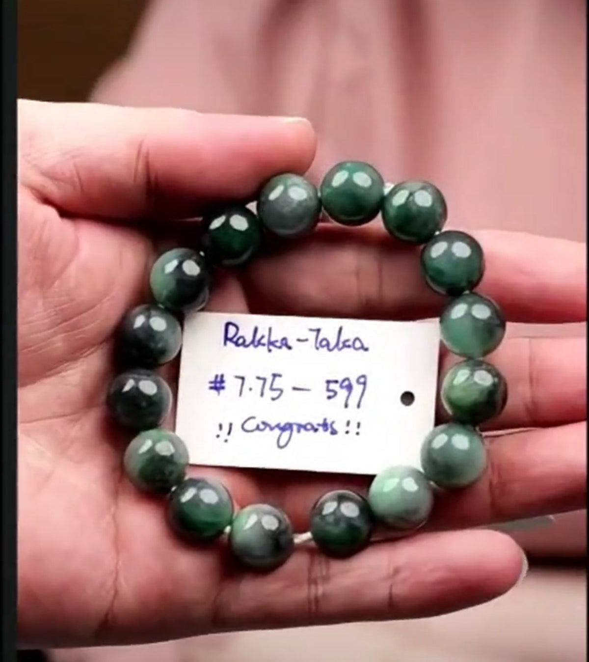"Live" Natural Lavender-Blue W/ Green Flower Jadeite Jade Semi-Polished Bangle (09/15/26)
