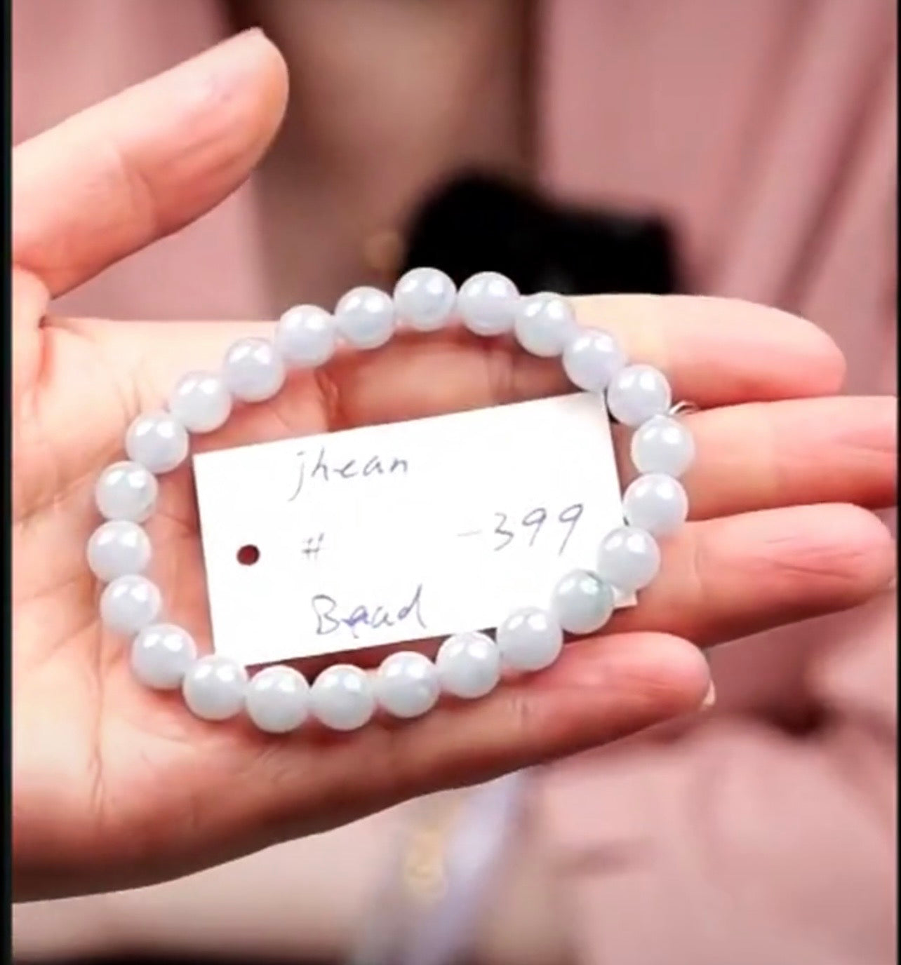 "Live" Natural Light Lavender-Blue Jadeite Jade Bead Bracelet Bracelet (08/01/26)