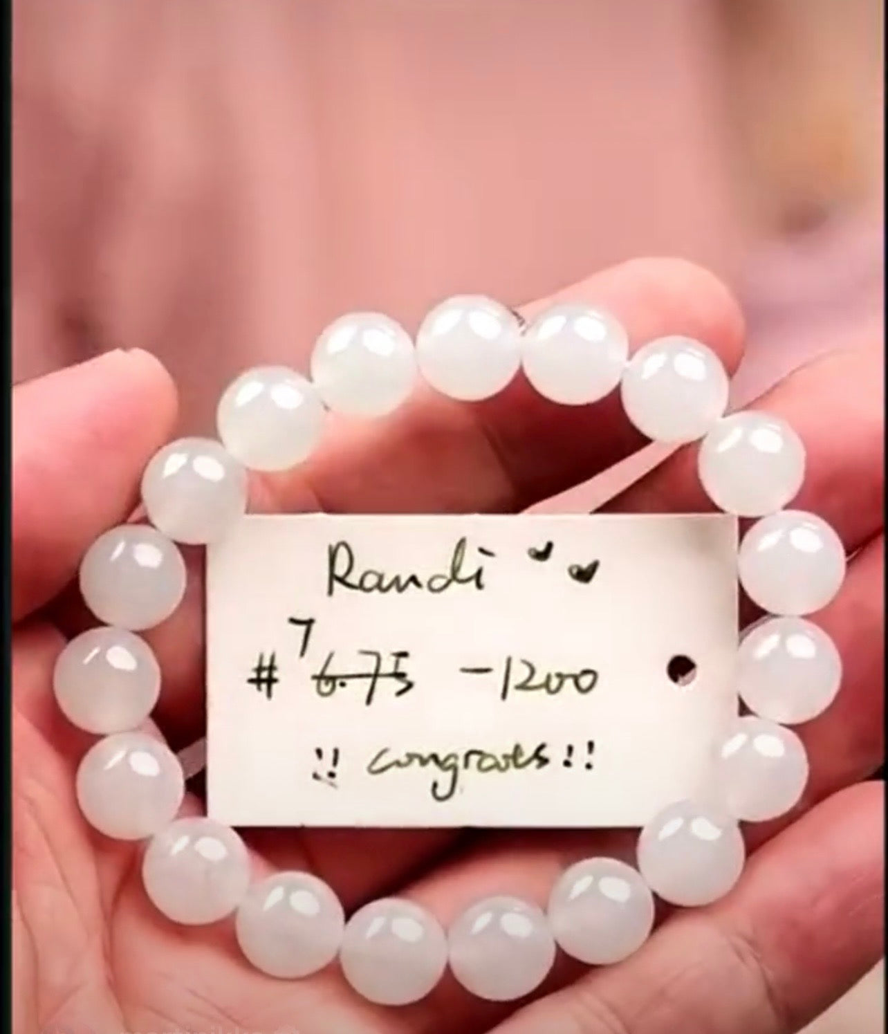 "Live" Natural Icy Moonlight Jadeite Jade Bead Bracelet (08/04/26)