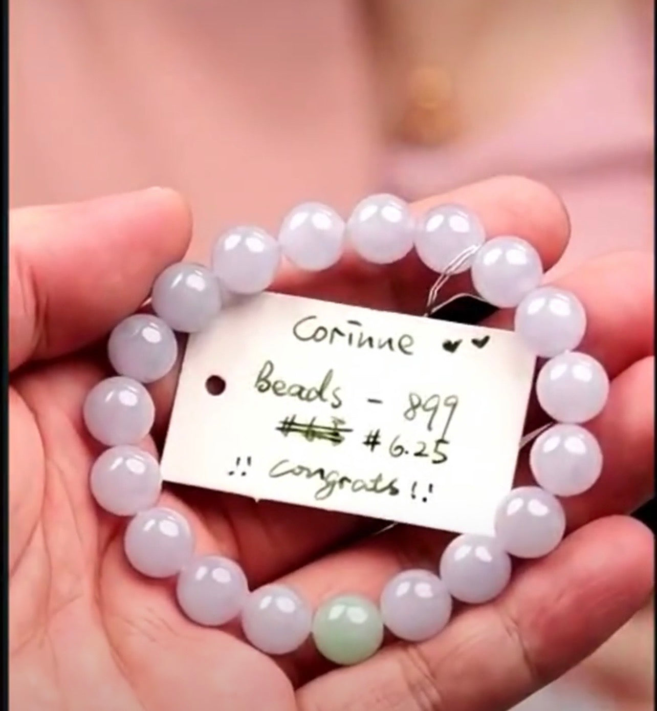 "Live" Natural Lavender &amp; Green Jadeite Jade Bead Bracelet (08/04/26)