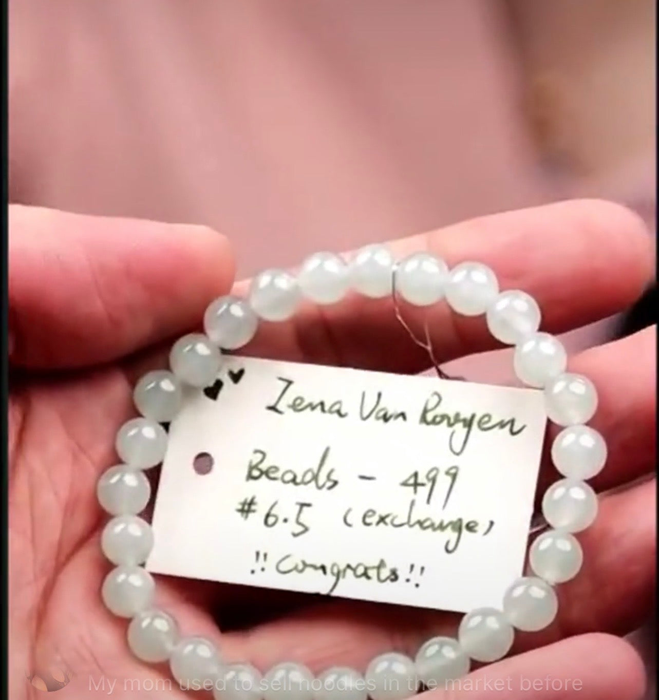 "Live" Natural Icy Light Green Jadeite Jade Bead Bracelet (08/04/26)
