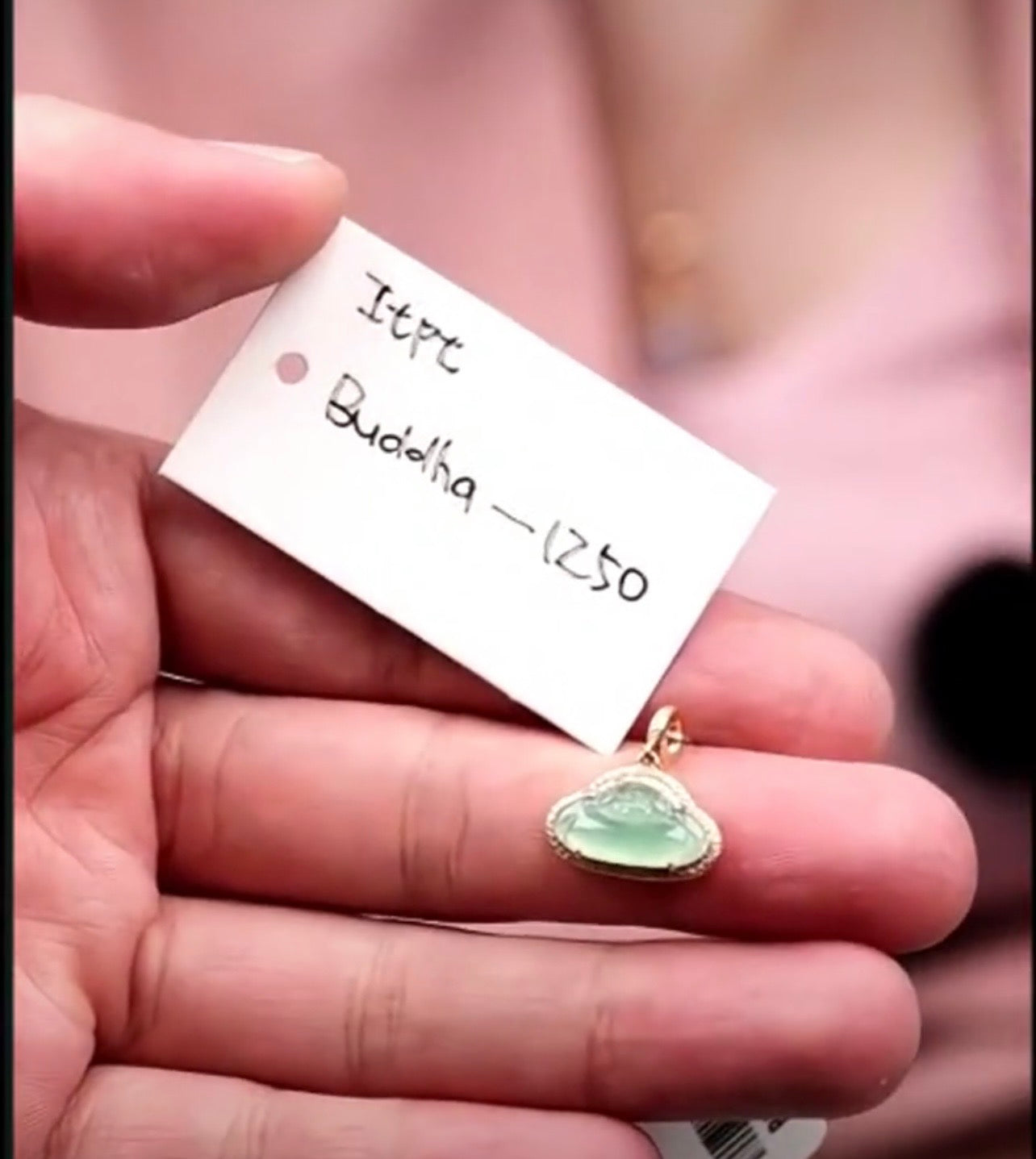 "Live" Natural 18k Y Gold W/ Diamonds Green Jadeite Jade Buddha Pendant (08/05/26)