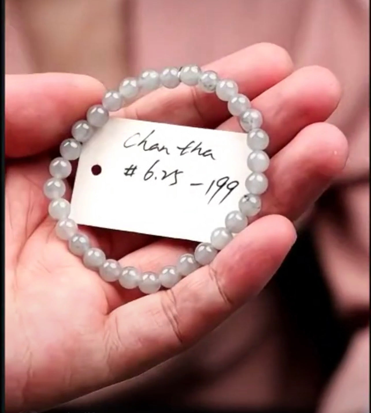 "Live" Natural Light Wuji Jadeite Jade Bead Bracelet (08/05/26)