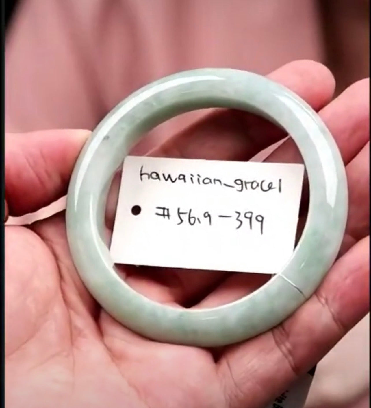 "Live" Natural Light Green Jadeite Jade Comfort-Fit Bangle Bracelet (08/06/26)