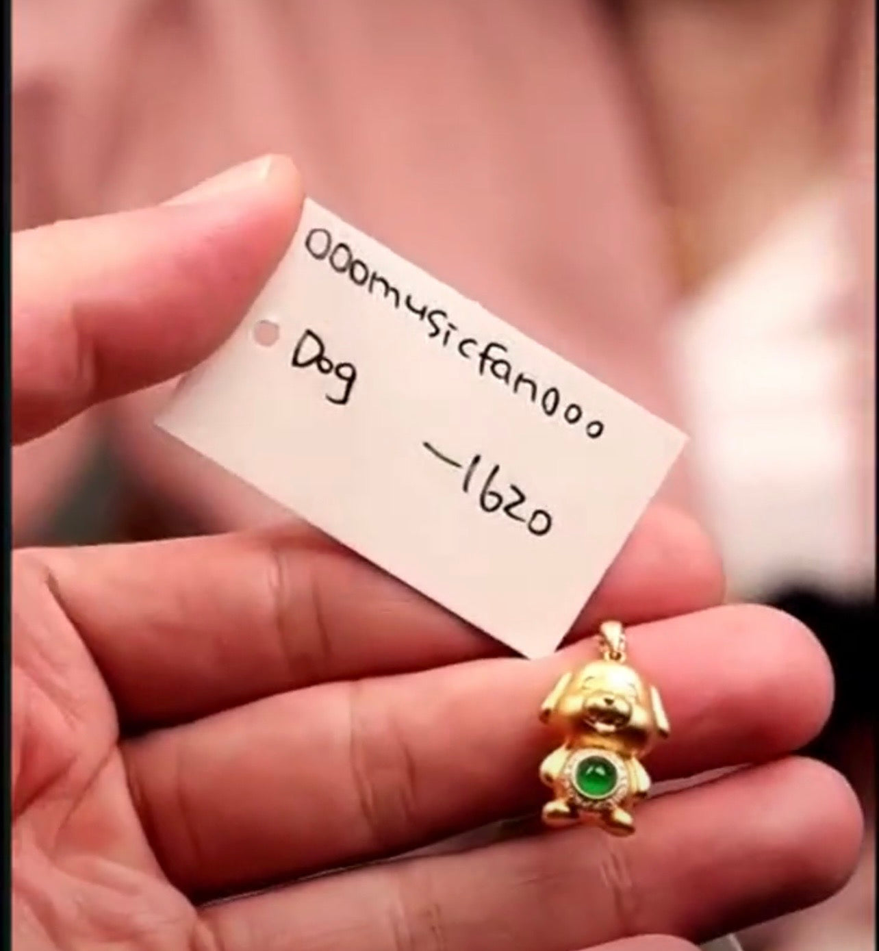 "Live" Natural 18k Y Gold Imperial Green Jadeite Jade W/ Natural Diamonds Zodiac Dog Pendant (08/08/26)