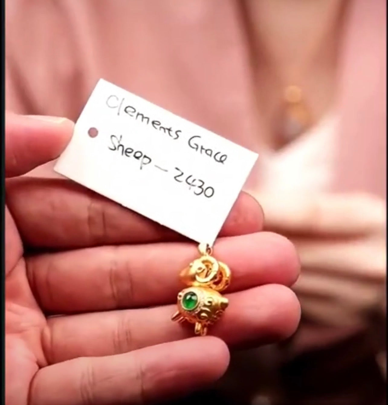 "Live" Natural 18k Y Gold Imperial Green Jadeite Jade W/ Natural Diamonds Zodiac Goat Pendant (08/08/26)