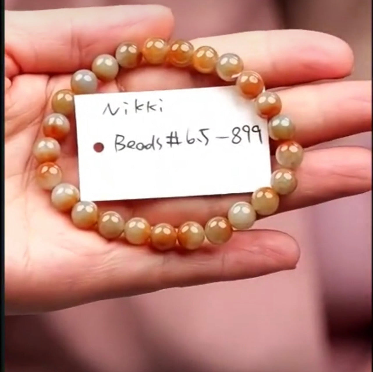 "Live" Natural Brown &amp; Red Jadeite Jade Bead Bracelet (08/12/26)