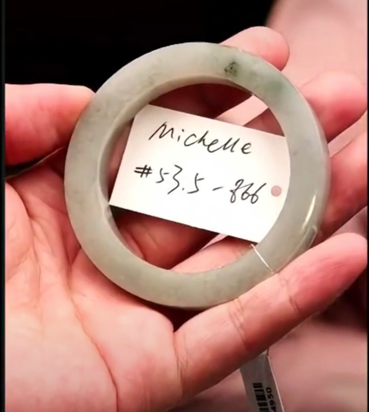 "Live" Natural Icy Light Oil Green Jadeite Jade Semi-Polished Bangle (08/12/26)
