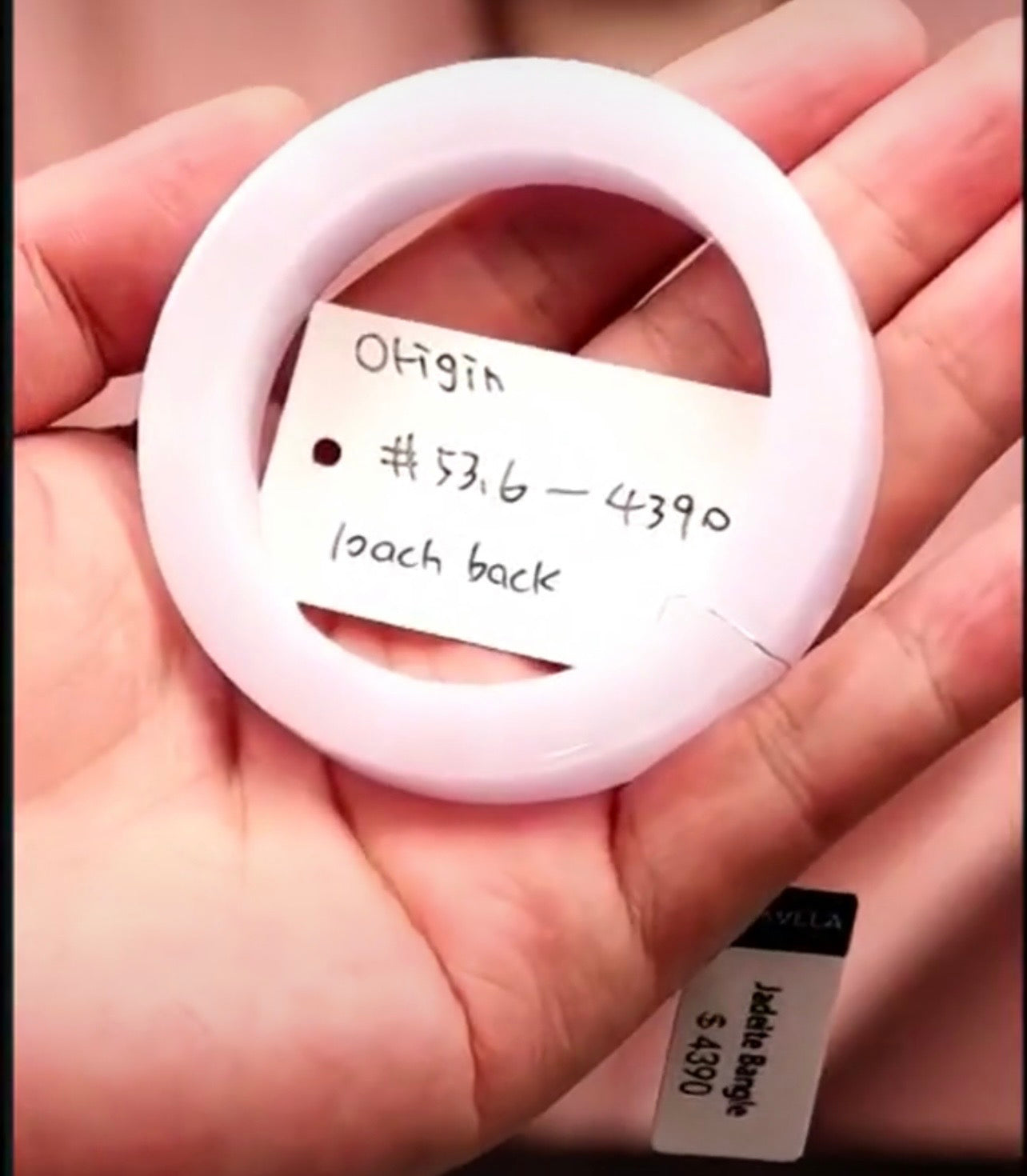 "Live" Natural Pink Jadeite Jade Loach Back Bangle Bracelet (08/13/26)