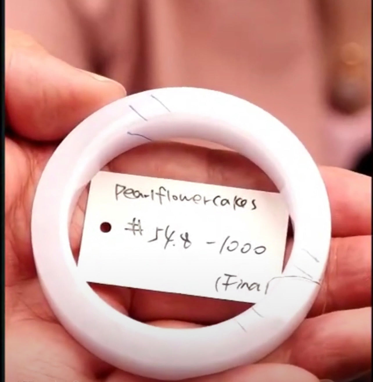 "Live" Natural Pink Jadeite Jade *Carving Bangle Bracelet (08/13/26)