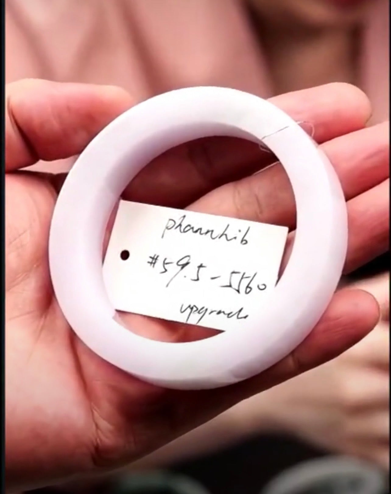 "Live" Natural Pink Jadeite Jade Bangle Bracelet (08/13/26)