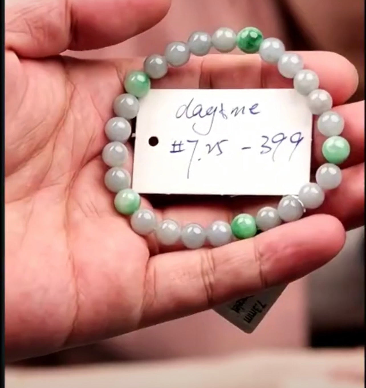 "Live" Natural Moody Lavender &amp; Green Jadeite Jade Bead Bracelet (08/15/26) (Copy)